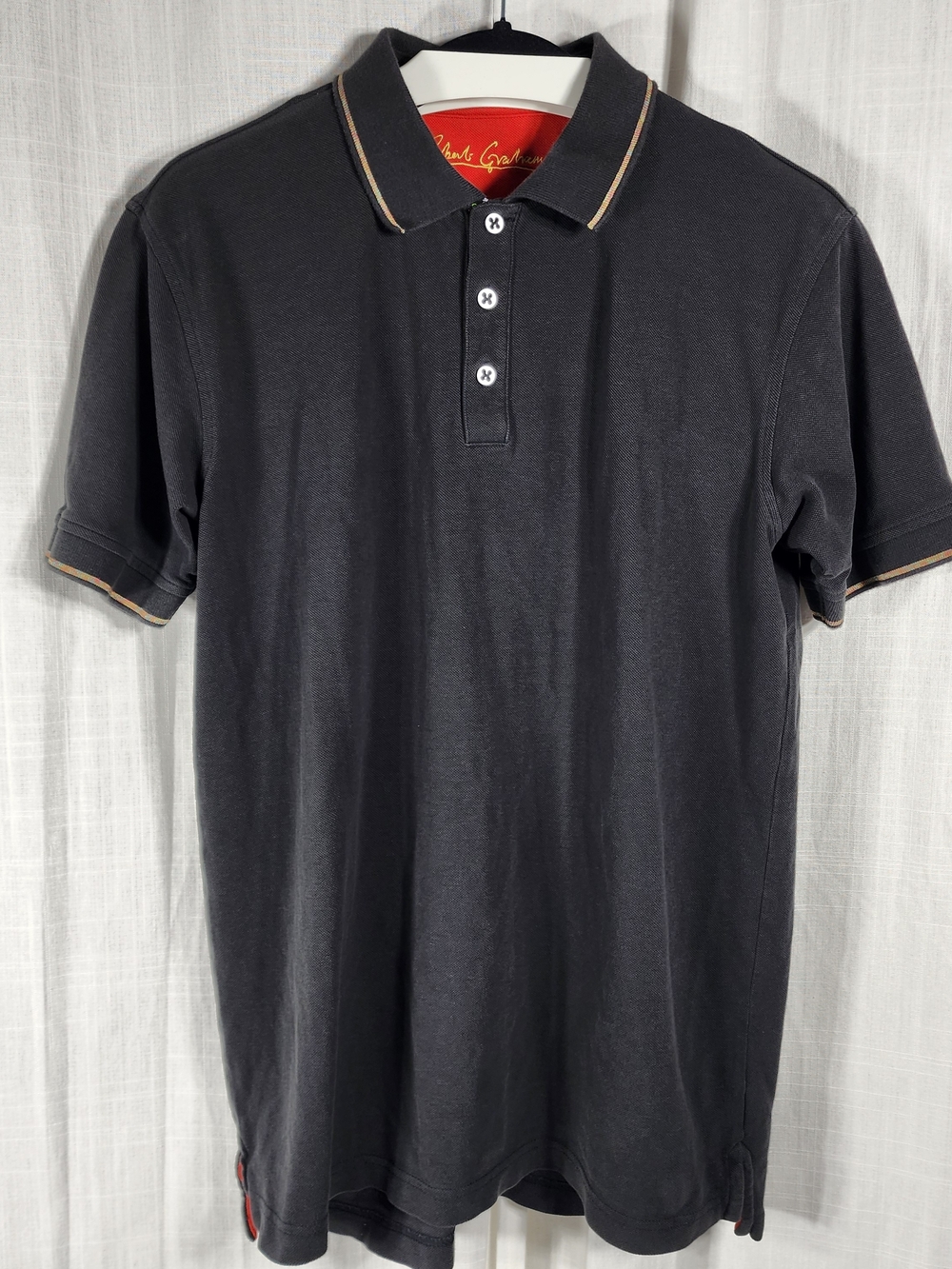 Men's Black Polo Shirt with Contrast Trim